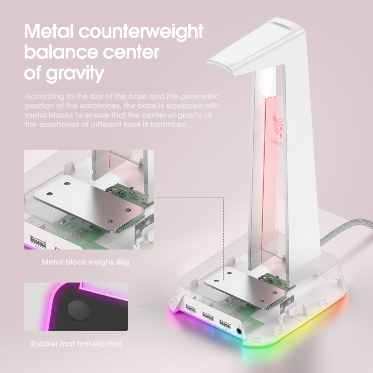 ONIKUMA ST-2 RGB Lighting Headset Holder Stand(White) - Headset Stand by ONIKUMA | Online Shopping South Africa | PMC TechLife | Buy Now Pay Later Mobicred