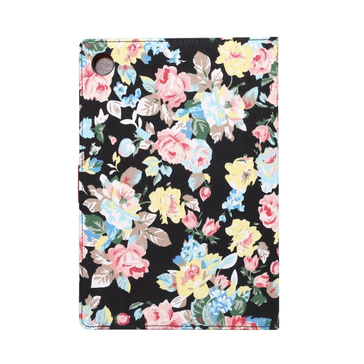 For Samsung Galaxy Tab A8 10.5 2021 X200 / X205 Flower Cloth Leather Smart Tablet Case(Black) - Other Galaxy Tab PC by PMC TechLife | Online Shopping South Africa | PMC TechLife