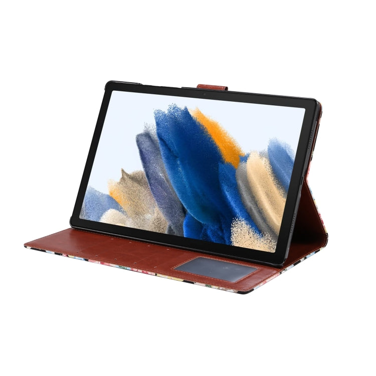 For Samsung Galaxy Tab A8 10.5 2021 X200 / X205 Flower Cloth Leather Smart Tablet Case(Black) - Other Galaxy Tab PC by PMC TechLife | Online Shopping South Africa | PMC TechLife
