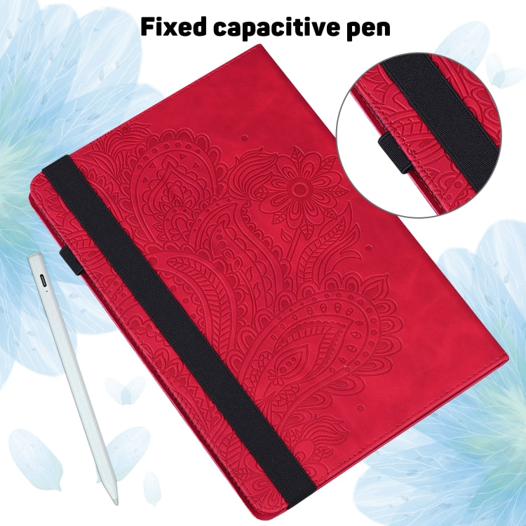 For Samsung Galaxy Tab A8 10.5 2021 Peacock Embossed Pattern Leather Tablet Case(Red) - Other Galaxy Tab PC by PMC TechLife | Online Shopping South Africa | PMC TechLife | Buy Now Pay Later Mobicred
