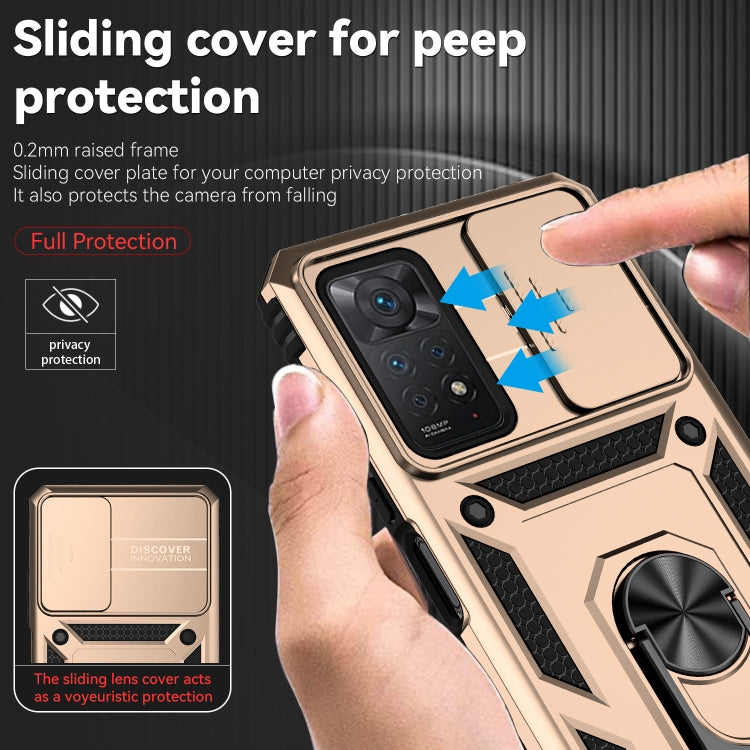 For Xiaomi Redmi Note 11 Pro Global Sliding Camshield Holder Phone Case(Gold) - free shipping - PMC TechLife - Order now!