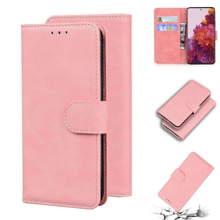 For Samsung Galaxy S21 Ultra 5G Skin Feel Pure Color Flip Leather Phone Case(Pink) - free shipping - PMC TechLife - Order now!