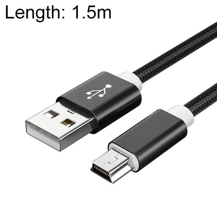 5 PCS Mini USB to USB A Woven Data / Charge Cable for MP3, Camera, Car DVR, Length:1.5m(Black) -  by PMC TechLife | Online Shopping South Africa | PMC TechLife | Buy Now Pay Later Mobicred