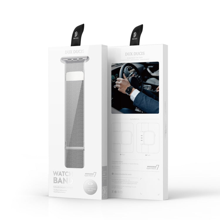 DUX DUCIS Milanese Watchband For Apple Watch Series 9&8&7 45mm / SE 3&SE 2&6&SE&5&4 44mm / 3&2&1 42mm(Silver) - Watch Bands by DUX DUCIS | Online Shopping South Africa | PMC TechLife | Buy Now Pay Later Mobicred