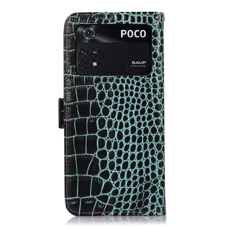 For Xiaomi Poco M4 Pro 4G Crocodile Top Layer Cowhide Leather Phone Case(Green) - Xiaomi Cases by PMC TechLife | Online Shopping South Africa | PMC TechLife