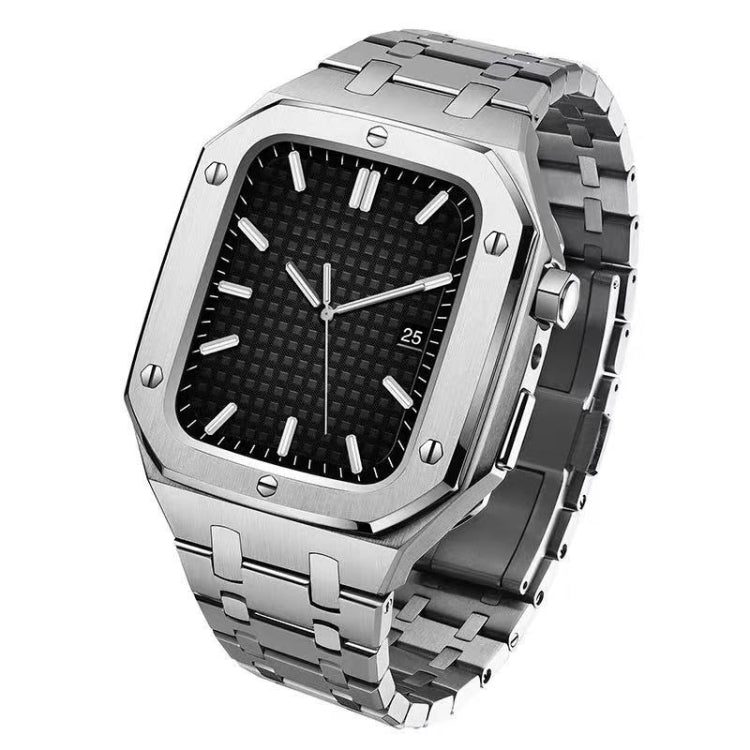 Integrated Oak Metal Watch Band + Watch Case For Apple Watch Series 7 45mm(Silver) - Watch Bands by PMC TechLife | Online Shopping South Africa | PMC TechLife