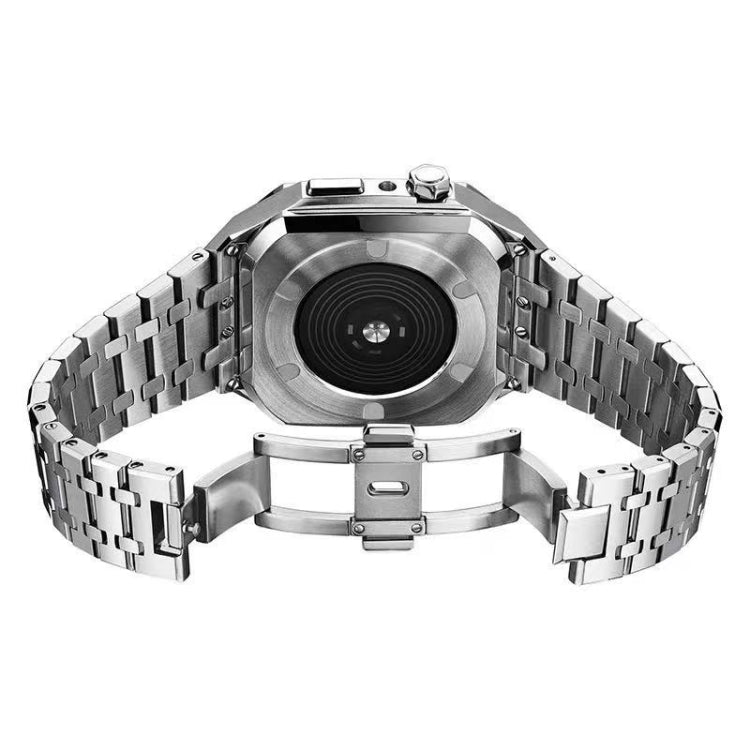 Integrated Oak Metal Watch Band + Watch Case For Apple Watch Series 7 45mm(Silver) - Watch Bands by PMC TechLife | Online Shopping South Africa | PMC TechLife