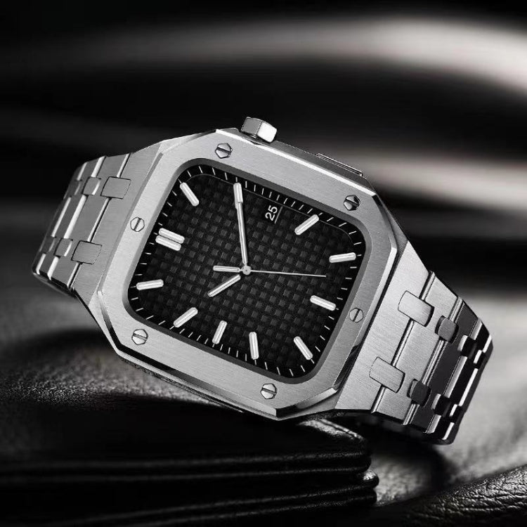 Integrated Oak Metal Watch Band + Watch Case For Apple Watch Series 7 45mm(Silver) - Watch Bands by PMC TechLife | Online Shopping South Africa | PMC TechLife