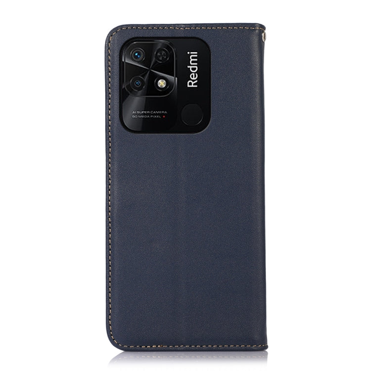For Xiaomi Redmi 10C / 10 India KHAZNEH Nappa Top Layer Cowhide Leather Phone Case(Blue) - Xiaomi Cases by PMC TechLife | Online Shopping South Africa | PMC TechLife