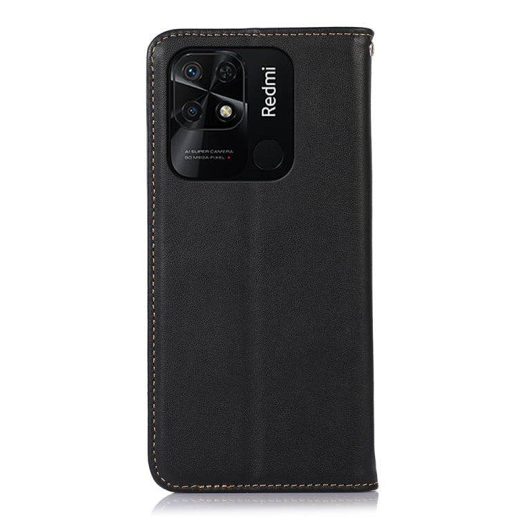 For Xiaomi Redmi 10C / 10 India KHAZNEH Nappa Top Layer Cowhide Leather Phone Case(Black) - Xiaomi Cases by PMC TechLife | Online Shopping South Africa | PMC TechLife