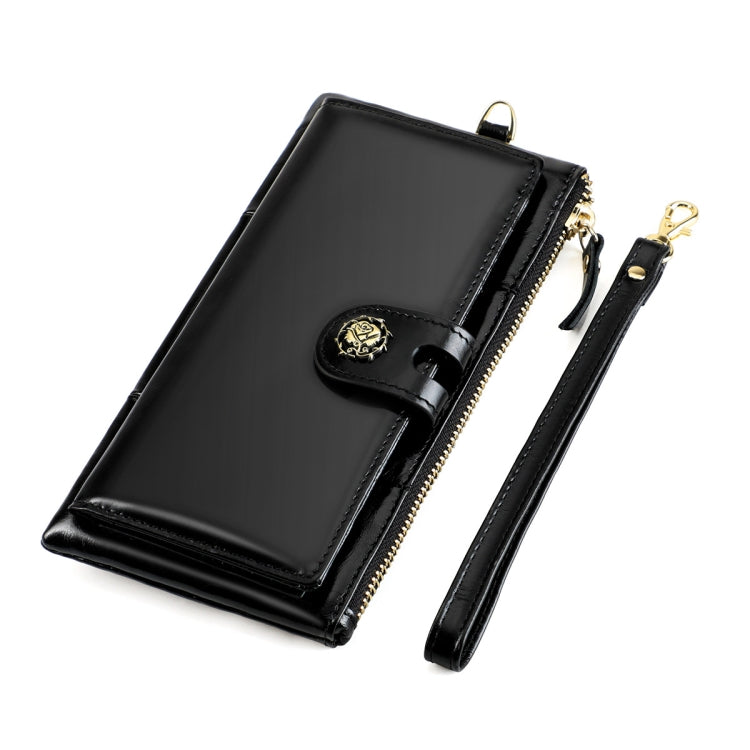 3506 RFID Anti-Degaussing Oil Wax Vintage Texture Genuine Leather Hand Held Wallet for Ladies(Black) - Antimagnetic RFID Package by PMC TechLife | Online Shopping South Africa | PMC TechLife | Buy Now Pay Later Mobicred