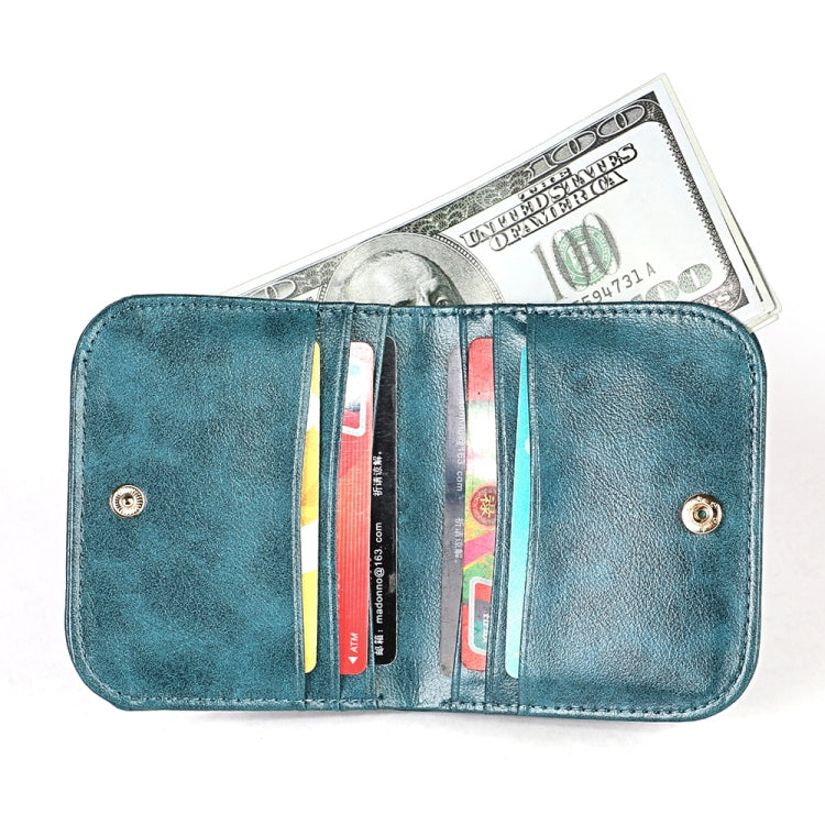 3537 Folding Short RFID Anti-Theft Genuine Leather Coin Purse for Ladies(Blue) - free shipping - PMC TechLife - Order now!