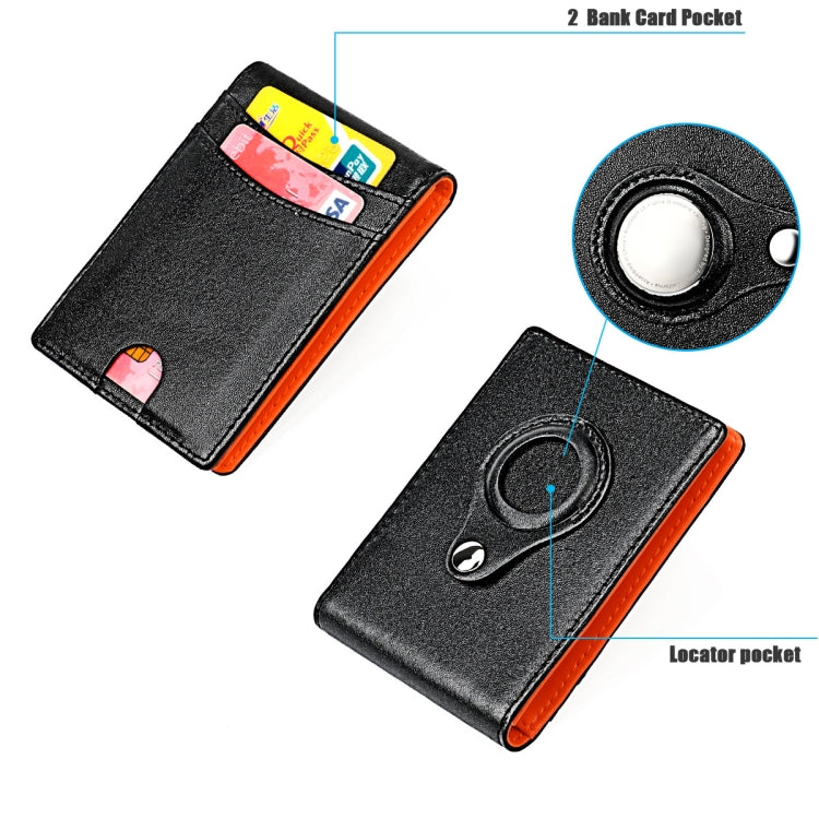 9618 Men RFID Anti-Theft Genuine Leather Wallet with Location Tracker Pocket(Black Orange) - Antimagnetic RFID Package by PMC TechLife | Online Shopping South Africa | PMC TechLife | Buy Now Pay Later Mobicred