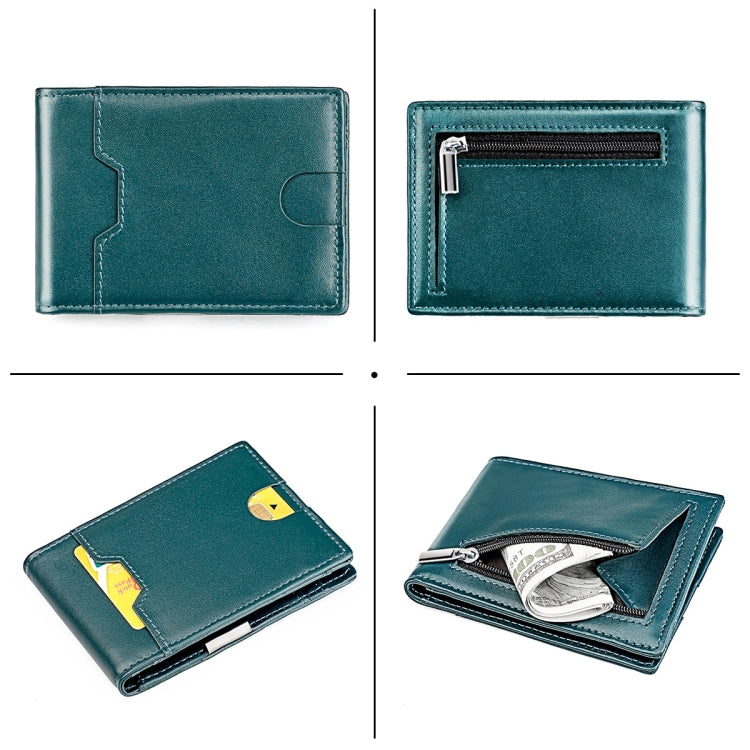 9651 Ultra-thin Two-fold RFID Anti-theft Genuine Leather Wallet For Men and Women(Blue) - Antimagnetic RFID Package by PMC TechLife | Online Shopping South Africa | PMC TechLife | Buy Now Pay Later Mobicred