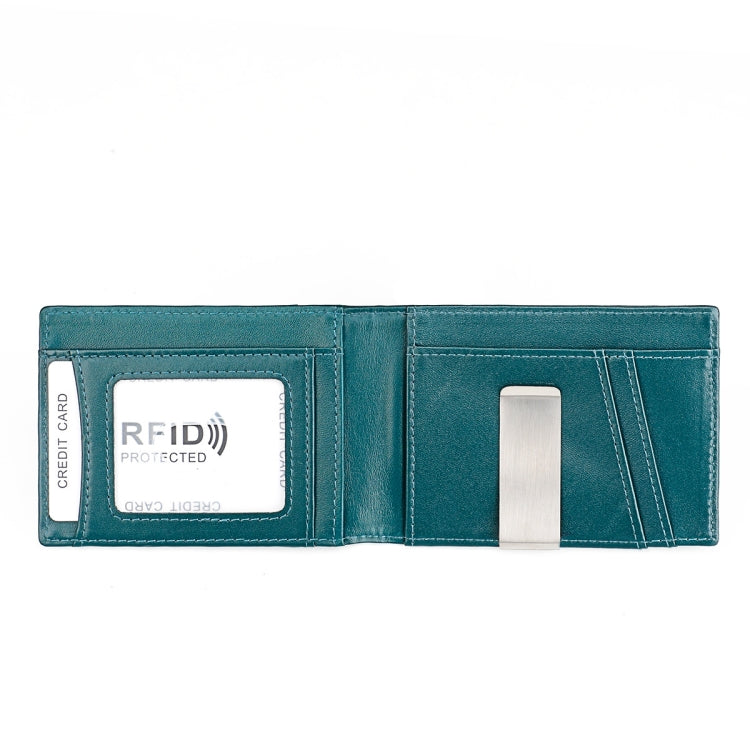 9651 Ultra-thin Two-fold RFID Anti-theft Genuine Leather Wallet For Men and Women(Blue) - Antimagnetic RFID Package by PMC TechLife | Online Shopping South Africa | PMC TechLife | Buy Now Pay Later Mobicred