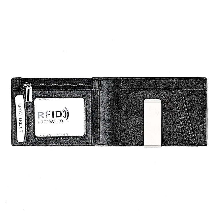 9653SN Men and Women Two-fold RFID Anti-theft Genuine Leather Wallet with Y-shaped Front Pocket(Black) - Antimagnetic RFID Package by PMC TechLife | Online Shopping South Africa | PMC TechLife | Buy Now Pay Later Mobicred