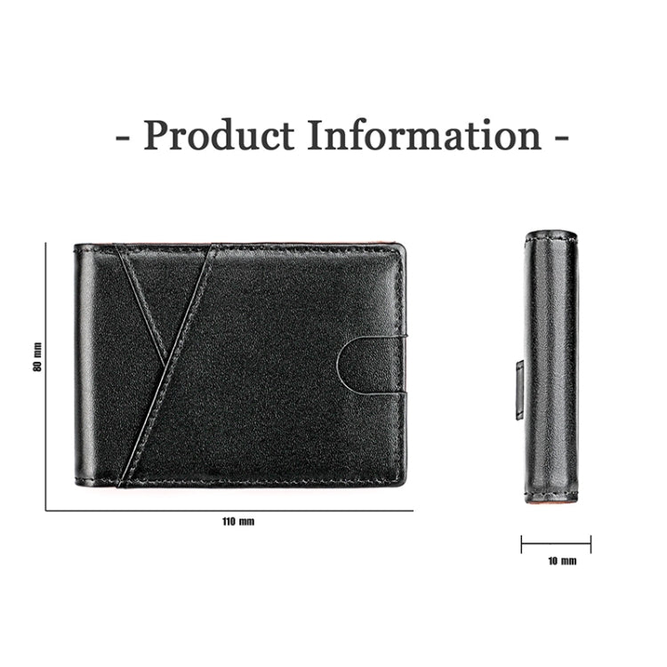 9653SN Men and Women Two-fold RFID Anti-theft Genuine Leather Wallet with Y-shaped Front Pocket(Black) - Antimagnetic RFID Package by PMC TechLife | Online Shopping South Africa | PMC TechLife | Buy Now Pay Later Mobicred