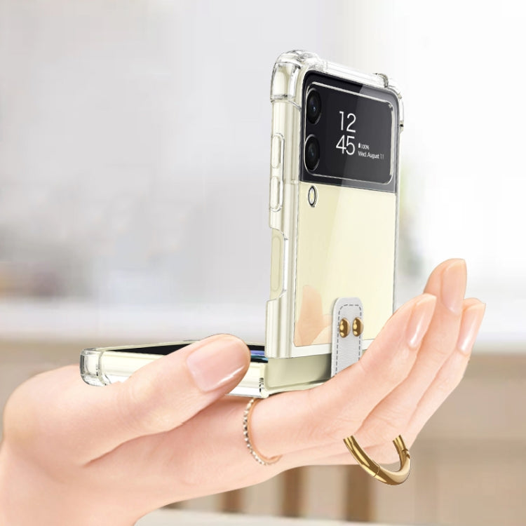 For Samsung Galaxy Z Flip3 5G GKK Shockproof Airbag Phone Case with Ring Holder & Stylus Pen(Transparent Black) - free shipping - PMC TechLife - Order now!