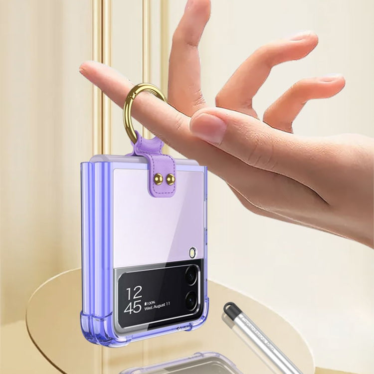 For Samsung Galaxy Z Flip3 5G GKK Shockproof Airbag Phone Case with Ring Holder & Stylus Pen(Transparent Black) - free shipping - PMC TechLife - Order now!