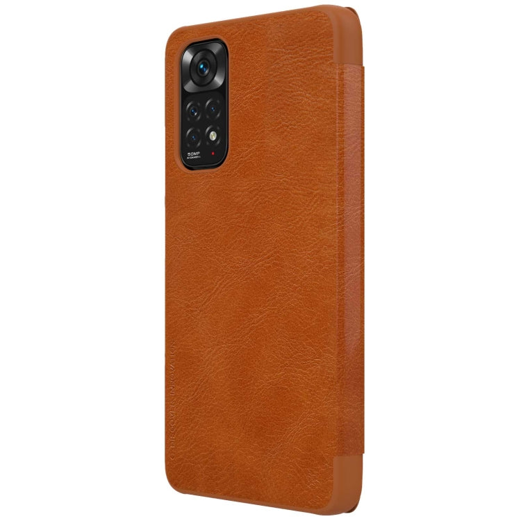 For Xiaomi Redmi Note 11 Global NILLKIN QIN Series Crazy Horse Texture Leather Case(Brown) - Xiaomi Cases by NILLKIN | Online Shopping South Africa | PMC TechLife | Buy Now Pay Later Mobicred