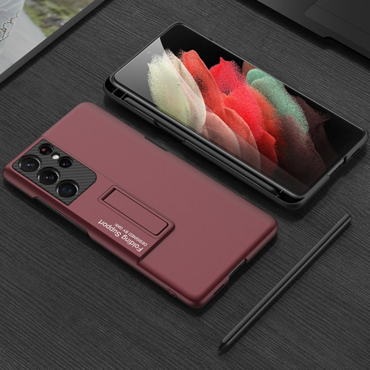 For Samsung Galaxy S21 Ultra 5G GKK Ultra-thin Shockproof Phone Case with Holder & Pen Slots & Stylus Pen(Black) - Galaxy S21 Ultra 5G Cases by GKK | Online Shopping South Africa | PMC TechLife | Buy Now Pay Later Mobicred