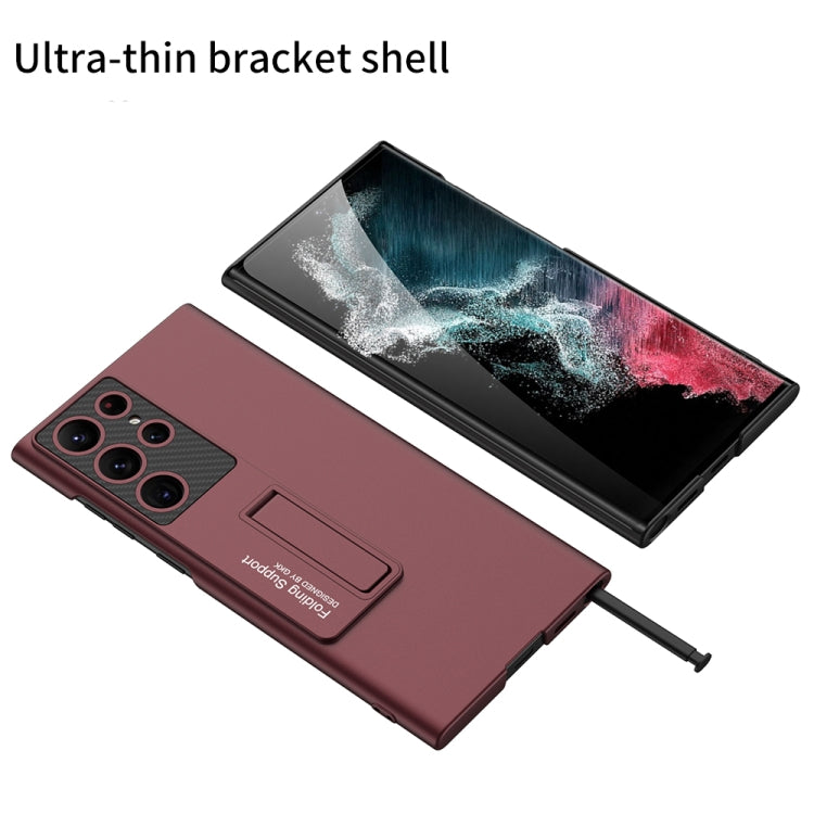 For Samsung Galaxy S22 Ultra 5G GKK Ultra-thin Shockproof Phone Case with Holder(Silver) - Galaxy S22 Ultra 5G Cases by GKK | Online Shopping South Africa | PMC TechLife | Buy Now Pay Later Mobicred
