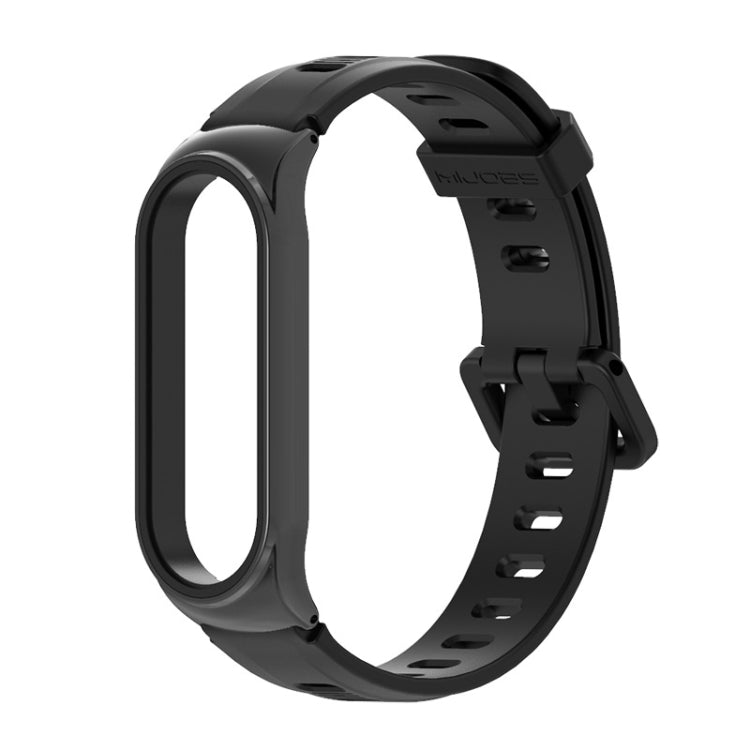 For Xiaomi Mi Band 6 / 5 / 4 / 3 Mijobs Flat Hole Silicone Watch Band, Style:CS Case(Black+Black) - free shipping - PMC TechLife - Order now!