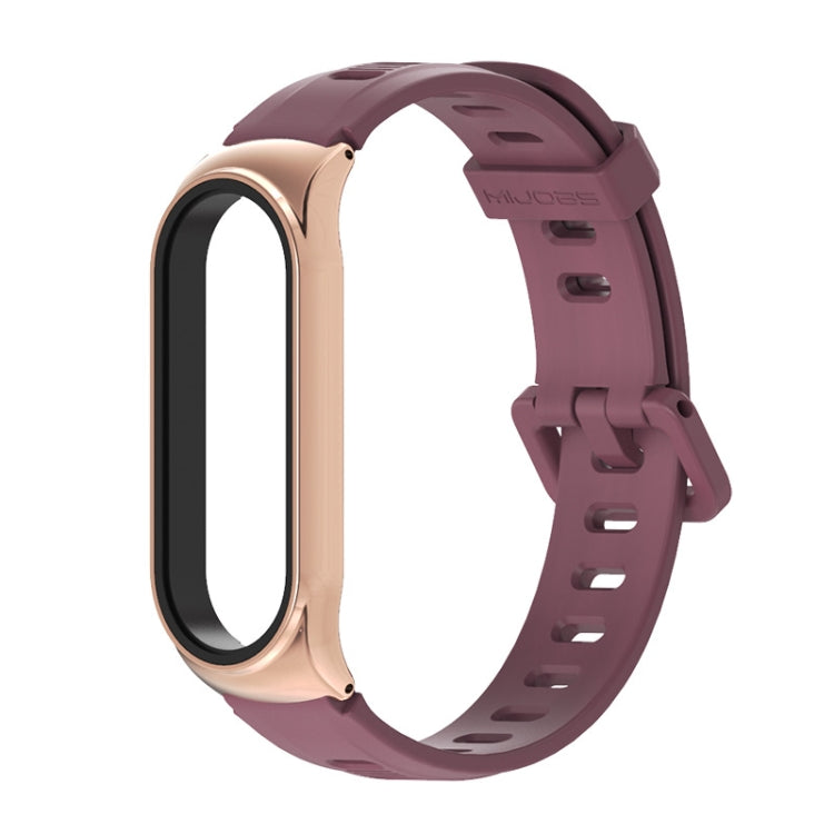 For Xiaomi Mi Band 6 / 5 / 4 / 3 Mijobs Flat Hole Silicone Watch Band, Style:CS Case(Wine Red+Rose Gold) - free shipping - PMC TechLife - Order now!