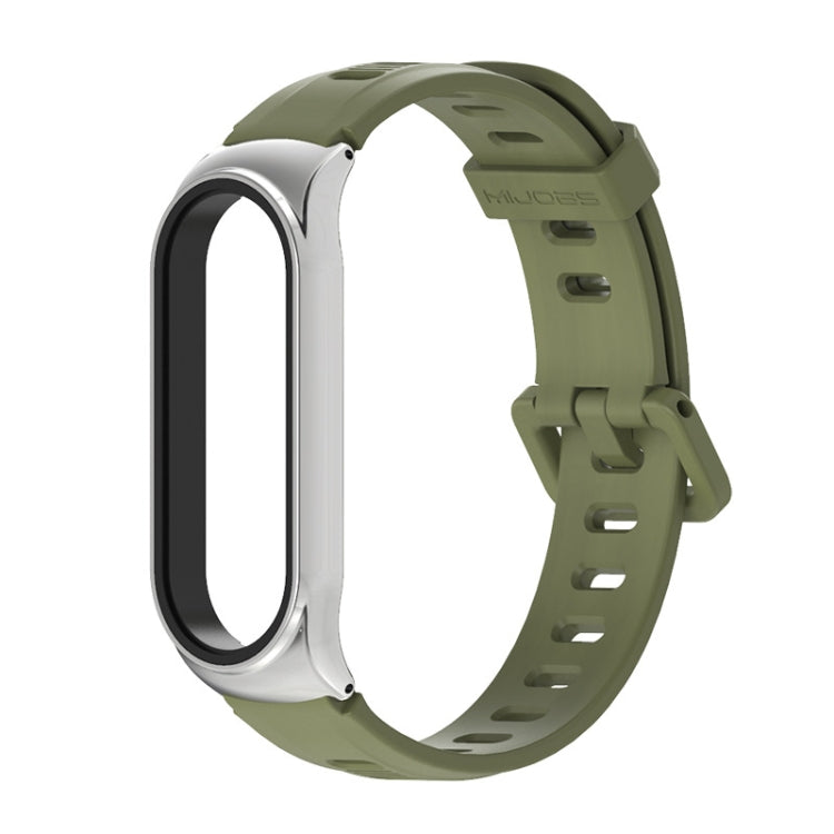 For Xiaomi Mi Band 6 / 5 / 4 / 3 Mijobs Flat Hole Silicone Watch Band, Style:CS Case(Army Green+Silver) - free shipping - PMC TechLife - Order now!