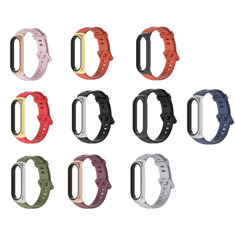 For Xiaomi Mi Band 6 / 5 / 4 / 3 Mijobs Flat Hole Silicone Watch Band, Style:CS Case(Midnight Blue+Silver) - Watch Bands by MIJOBS | Online Shopping South Africa | PMC TechLife | Buy Now Pay Later Mobicred