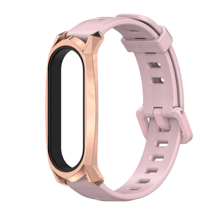 For Xiaomi Mi Band 6 / 5 / 4 / 3 Mijobs Flat Hole Silicone Watch Band, Style:GT Case(Pink+Rose Gold) - Watch Bands by MIJOBS | Online Shopping South Africa | PMC TechLife | Buy Now Pay Later Mobicred