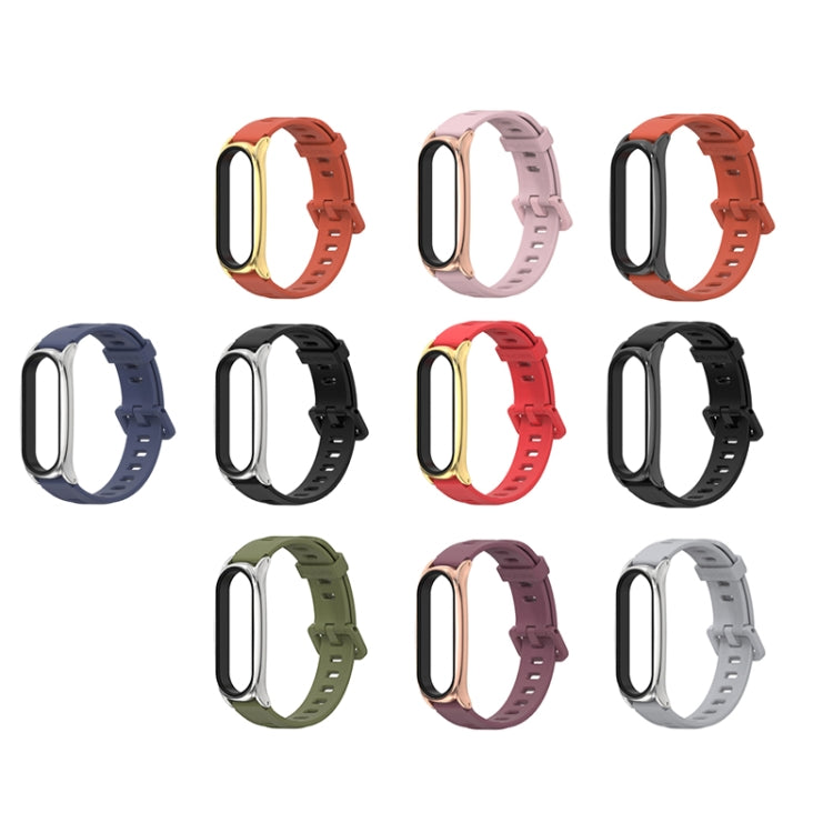 For Xiaomi Mi Band 6 / 5 / 4 / 3 Mijobs Flat Hole Silicone Watch Band, Style:Plus Case(Red+Gold) - Watch Bands by MIJOBS | Online Shopping South Africa | PMC TechLife | Buy Now Pay Later Mobicred
