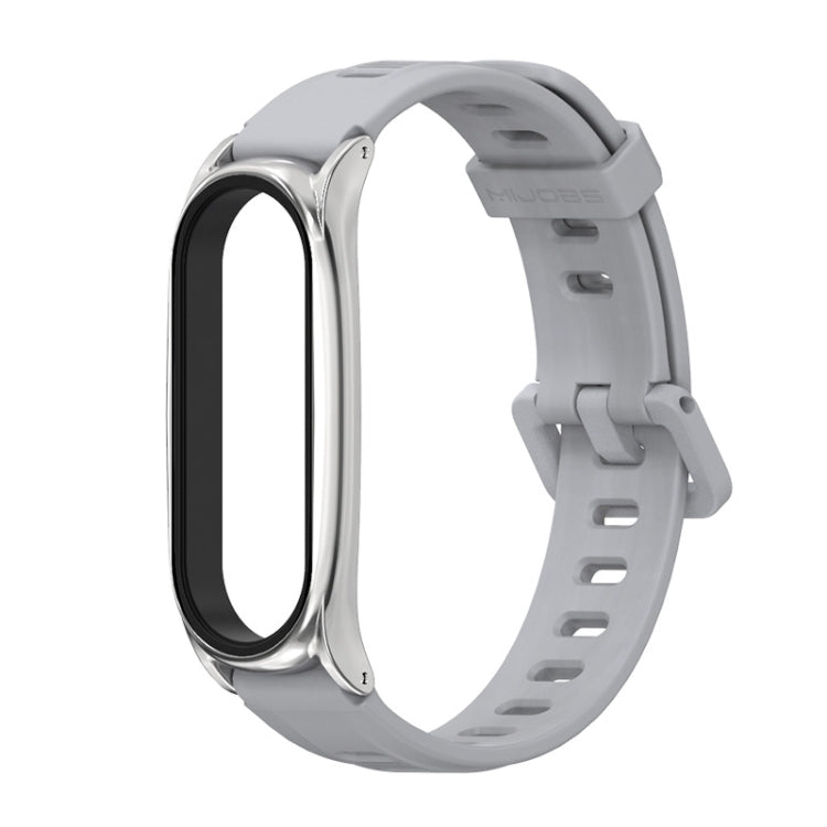 For Xiaomi Mi Band 6 / 5 / 4 / 3 Mijobs Flat Hole Silicone Watch Band, Style:Plus Case(Grey+Silver) - Watch Bands by MIJOBS | Online Shopping South Africa | PMC TechLife | Buy Now Pay Later Mobicred
