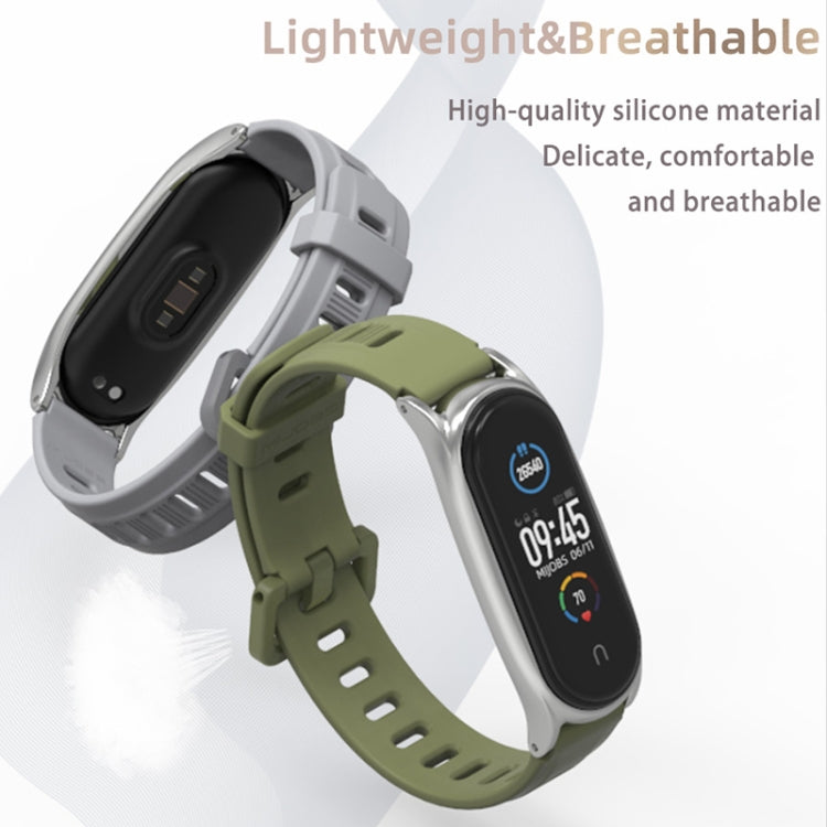 For Xiaomi Mi Band 6 / 5 / 4 / 3 Mijobs Flat Hole Silicone Watch Band, Style:Plus Case(Orange+Gold) - Watch Bands by MIJOBS | Online Shopping South Africa | PMC TechLife | Buy Now Pay Later Mobicred