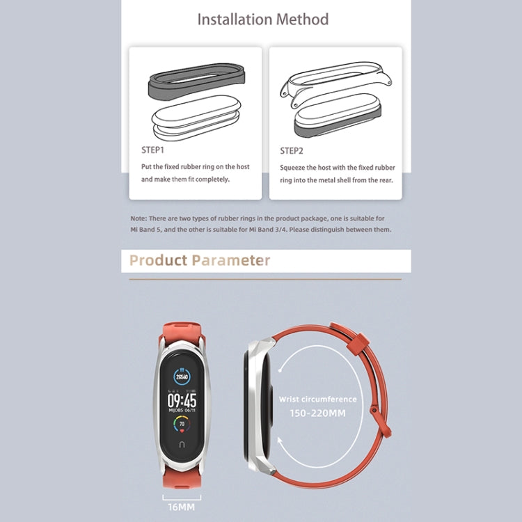 For Xiaomi Mi Band 6 / 5 / 4 / 3 Mijobs Flat Hole Silicone Watch Band, Style:Plus Case(Midnight Blue+Silver) - Watch Bands by MIJOBS | Online Shopping South Africa | PMC TechLife | Buy Now Pay Later Mobicred