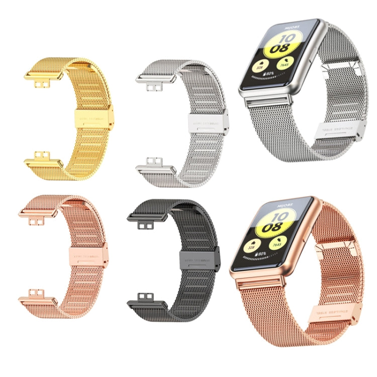 For Huawei Watch Fit Mijobs Milan Buckle Stainless Steel Watch Band(Black) - Watch Bands by MIJOBS | Online Shopping South Africa | PMC TechLife | Buy Now Pay Later Mobicred