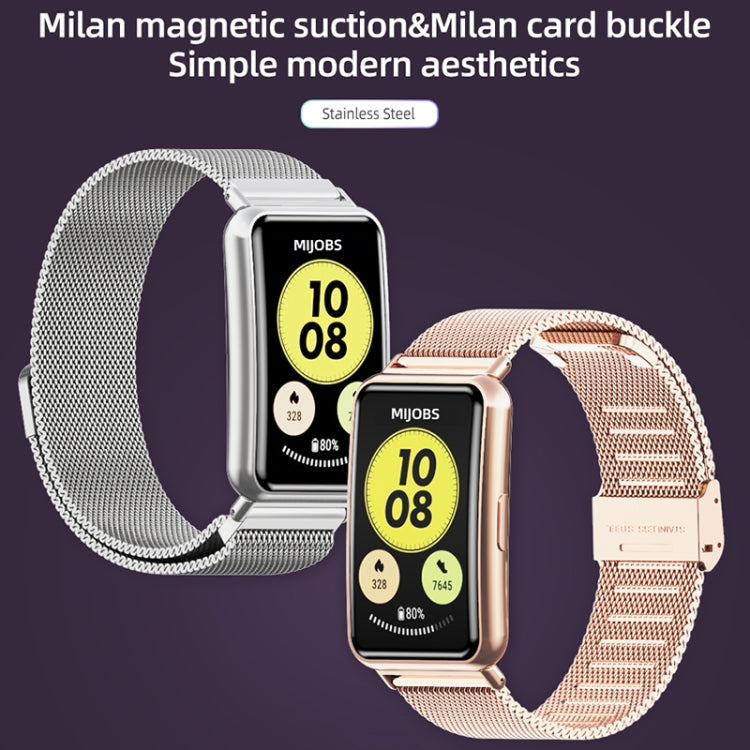 For Huawei Watch Fit Mijobs Milan Buckle Stainless Steel Watch Band(Gold) - Watch Bands by MIJOBS | Online Shopping South Africa | PMC TechLife | Buy Now Pay Later Mobicred