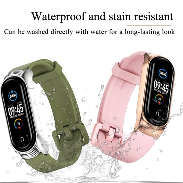 For Xiaomi Mi Band 3/4/5/6 Mijobs CS Silicone Waterproof Watch Band(Army Green+Silver) - free shipping - PMC TechLife - Order now!