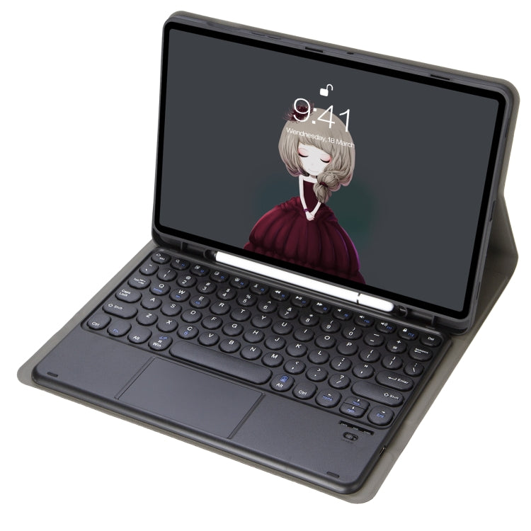 YA610B-A  Lambskin Texture Voltage Round Keycap Bluetooth Keyboard Leather Case with Touchpad For Samsung Galaxy Tab S6 Lite 10.4 inch SM-P610 / SM-P615(Black) - Samsung Keyboard by PMC TechLife | Online Shopping South Africa | PMC TechLife | Buy Now Pay Later Mobicred