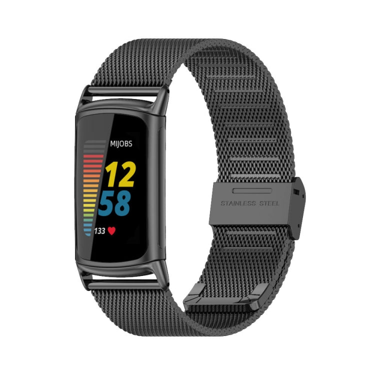 For Fitbit Charge 5 / Charge 6 Mijobs Milan Buckle Stainless Steel Metal Watch Band(Black) - Watch Bands by MIJOBS | Online Shopping South Africa | PMC TechLife | Buy Now Pay Later Mobicred