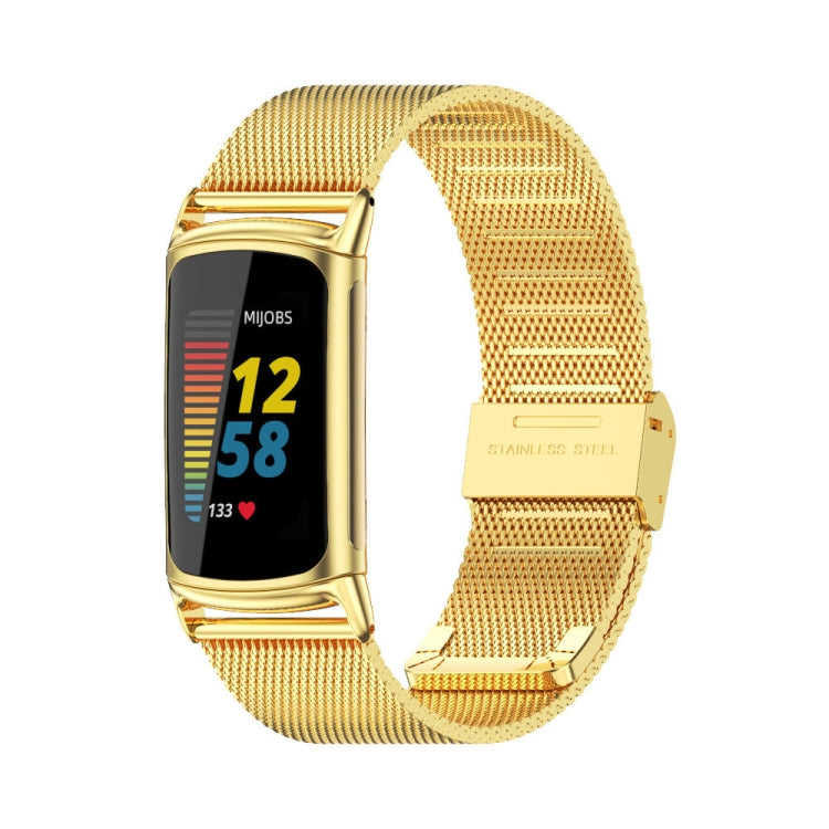 For Fitbit Charge5 Mijobs Milan Buckle Stainless Steel Metal Watch Band(Gold) - Watch Bands by MIJOBS | Online Shopping South Africa | PMC TechLife | Buy Now Pay Later Mobicred
