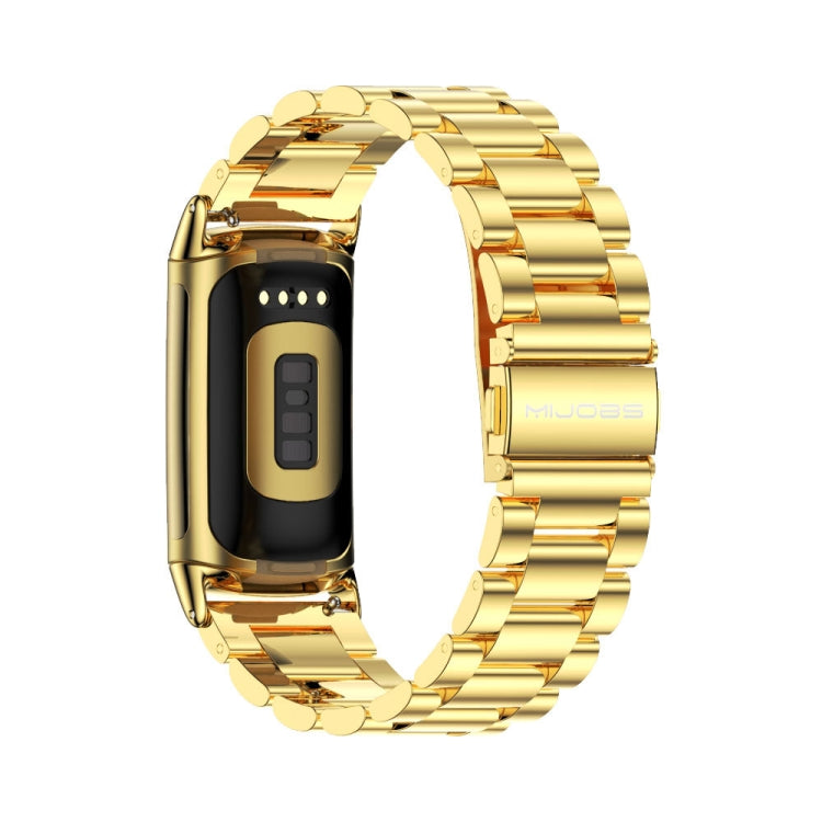 For Fitbit Charge5 Mijobs Stainless Steel Metal Watch Band(Gold) - Watch Bands by MIJOBS | Online Shopping South Africa | PMC TechLife | Buy Now Pay Later Mobicred