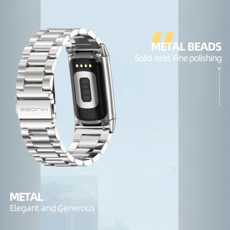 For Fitbit Charge5 Mijobs Stainless Steel Metal Watch Band(Silver) - Watch Bands by MIJOBS | Online Shopping South Africa | PMC TechLife | Buy Now Pay Later Mobicred