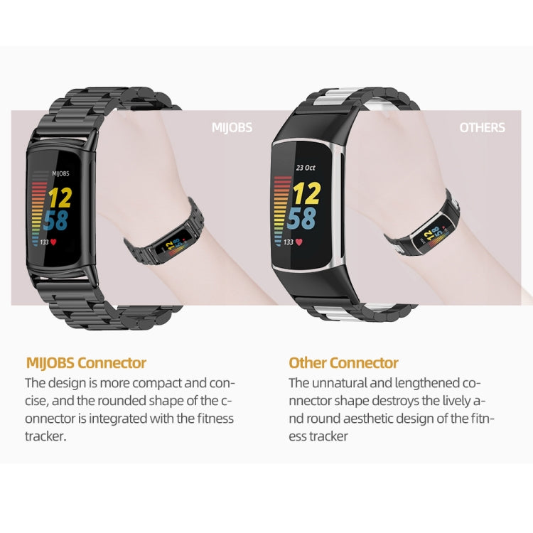 For Fitbit Charge5 Mijobs Stainless Steel Metal Watch Band(Gold) - Watch Bands by MIJOBS | Online Shopping South Africa | PMC TechLife | Buy Now Pay Later Mobicred