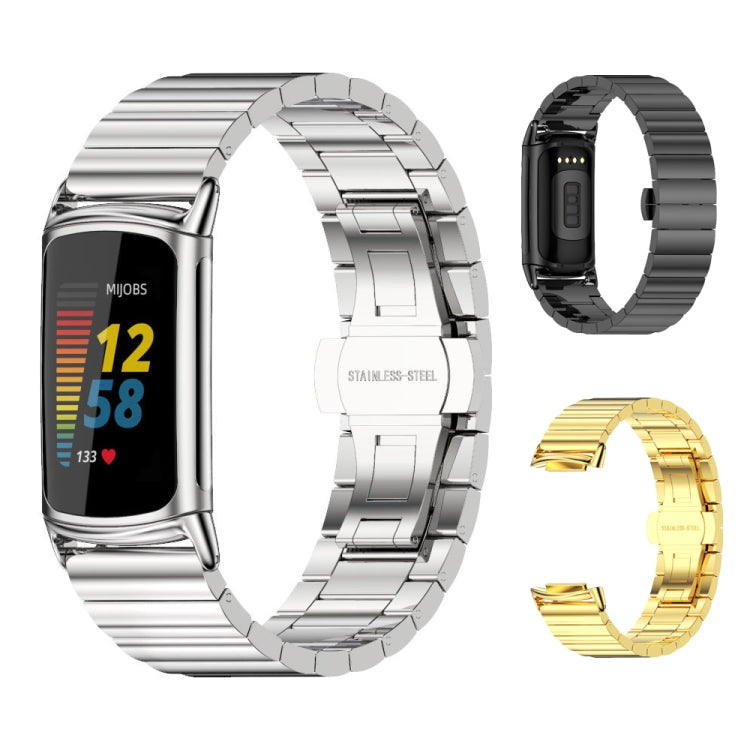 For Fitbit Charge 5 / Charge 6 Mijobs Bamboo Stainless Steel Metal Watch Band(Black) - free shipping - PMC TechLife - Order now!