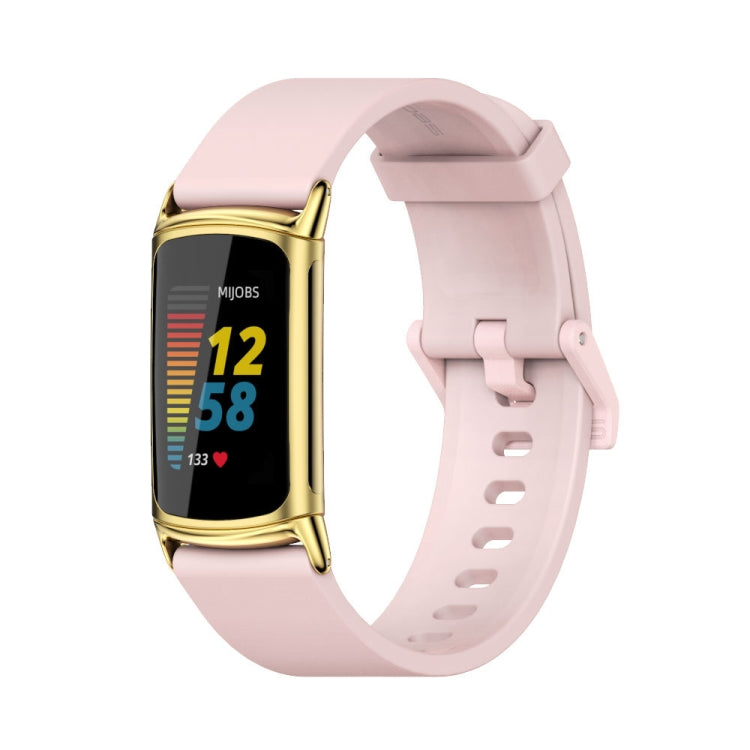 For Fitbit Charge 5 Mijobs Soft Silicone  Watch Band(Pink+Gold) - Watch Bands by MIJOBS | Online Shopping South Africa | PMC TechLife | Buy Now Pay Later Mobicred
