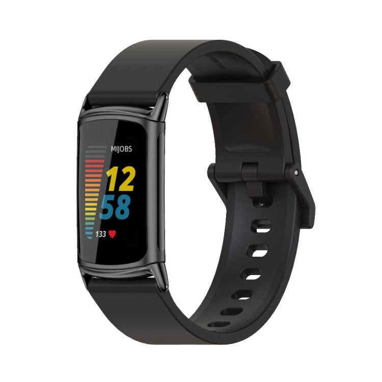 For Fitbit Charge 5 Mijobs Soft Silicone  Watch Band(Black) - Watch Bands by MIJOBS | Online Shopping South Africa | PMC TechLife | Buy Now Pay Later Mobicred