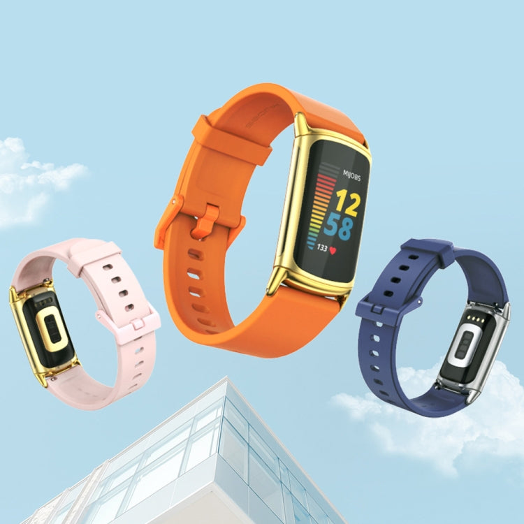For Fitbit Charge 5 / Charge 6 Mijobs Soft Silicone  Watch Band(Orange+Gold) - Watch Bands by MIJOBS | Online Shopping South Africa | PMC TechLife | Buy Now Pay Later Mobicred
