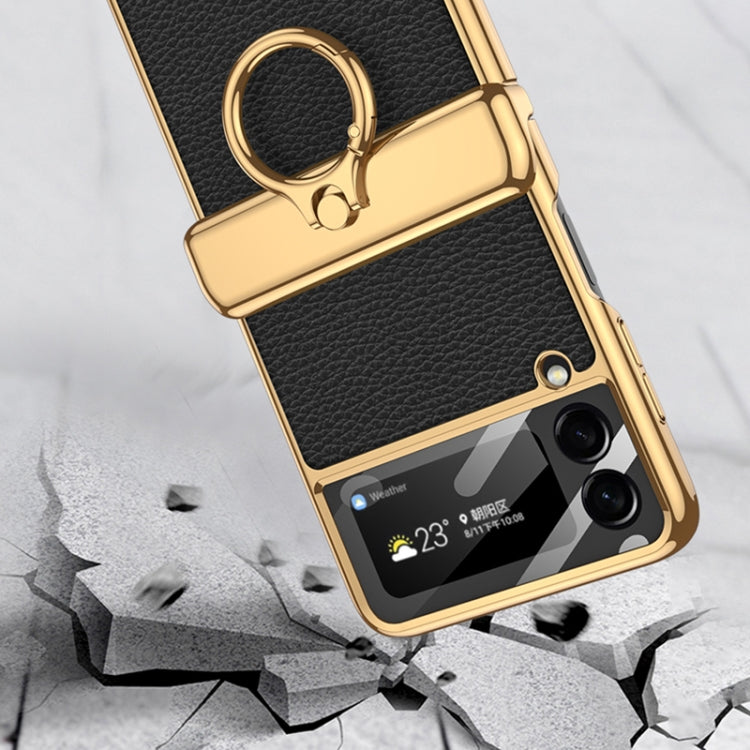 For Samsung Galaxy Z Flip3 5G GKK Integrated Plating + Leather Flip Phone Case(Dream Purple) - Galaxy Phone Cases by GKK | Online Shopping South Africa | PMC TechLife | Buy Now Pay Later Mobicred