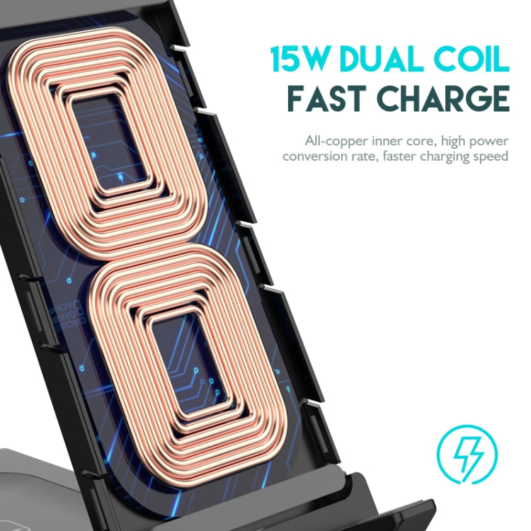 D2 15W Max 6 in 1 Multifunction Fast Wireless Charger Holder(Black) -  by PMC TechLife | Online Shopping South Africa | PMC TechLife